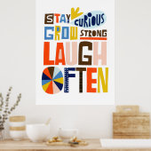 好奇心を持ち、強く成長し、多くの場合は笑う ポスター (キッチン)
