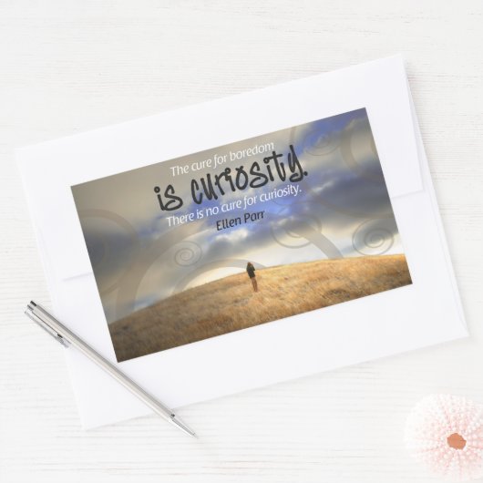 「好奇心を癒す策はない」感動的引用文 長方形シール (封筒)