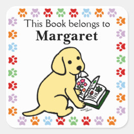 好奇心イエローラブラドール子犬 スクエアシール