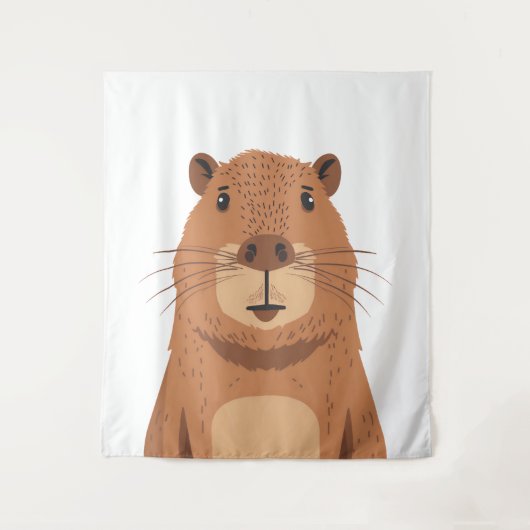 好奇心カピバラポートレート タペストリー (正面)