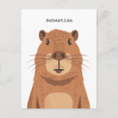 好奇心カピバラポートレート ポストカード (正面)