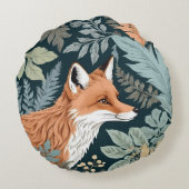 好奇心キツネファーン離れズウィリアムモリスインスパイアス ラウンドクッション (裏面)