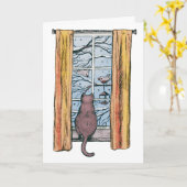 好奇心キャットウィンターチルビーブズベレーテッド誕生日 カード (黄色い花)