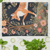 好奇心フェイクキツネ刺エレガントしゅうフローラ キッチンタオル (折り畳み)