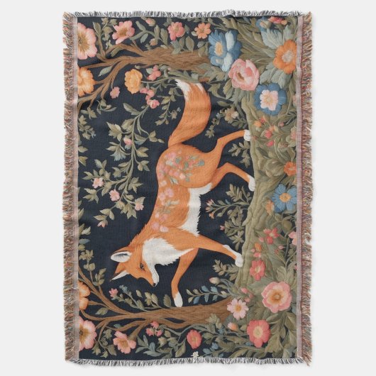好奇心フェイクキツネ刺エレガントしゅうフローラ スローブランケット (正面縦)