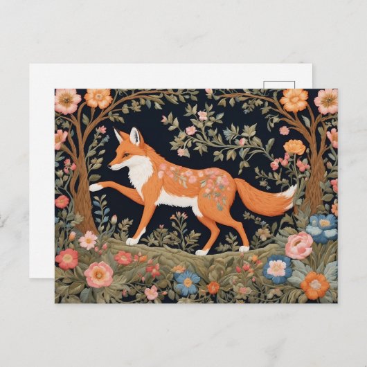 好奇心フェイクキツネ刺エレガントしゅうフローラ ポストカード (正面/裏面)