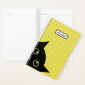 好奇心ブラックキャットイエロー水玉模様 パーソナライズされた プランナー手帳 (ディスプレー)