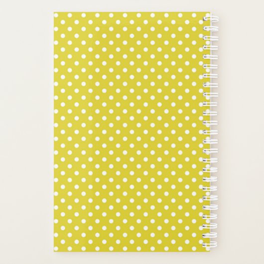 好奇心ブラックキャットイエロー水玉模様 パーソナライズされた プランナー手帳 (裏面)