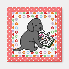 好奇心ブラックラブラドール子犬 マグネット