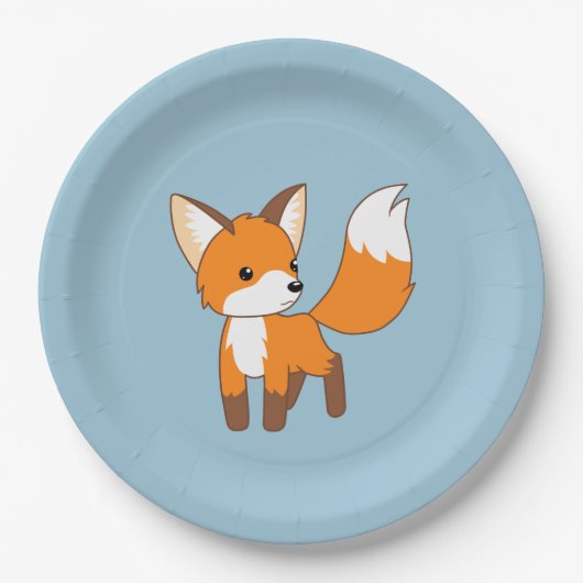 好奇心リトルキツネオンブルー ペーパープレート (正面)