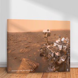 好奇心ローバー火星ダスティセルフィーで山シャープ キャンバスプリント