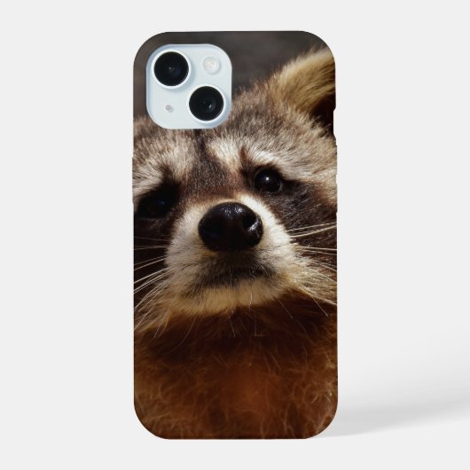 好奇心旺盛なアライグマの写真 iPhone 15ケース (裏面)