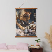 好奇心旺盛なジャーマンシェパードのビーチシェルアート 吊り下げ型タペストリー (寝室)