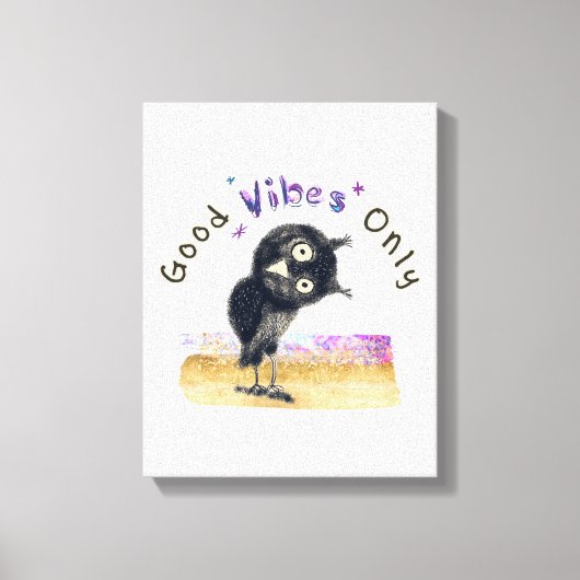 好奇心旺盛なフクロウだけの好感 キャンバスプリント (正面)