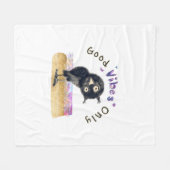 好奇心旺盛なフクロウだけの好感 フリースブランケット (正面(横))