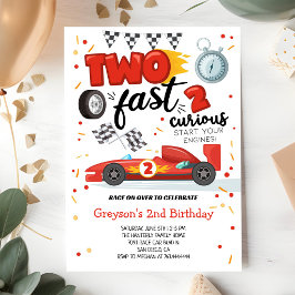好奇心旺盛なレーシングカー 2歳の誕生日 招待状