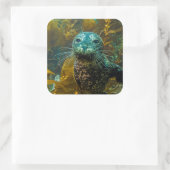 好奇心旺盛な港のシールコンブ林 | Santa Barbara スクエアシール (バッグ)