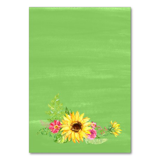 好意のカードに代わる夏のひまわり結婚の花 テーブルナンバー (裏面)