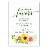 好意のカードに代わる夏のひまわり結婚の花 テーブルナンバー (正面)