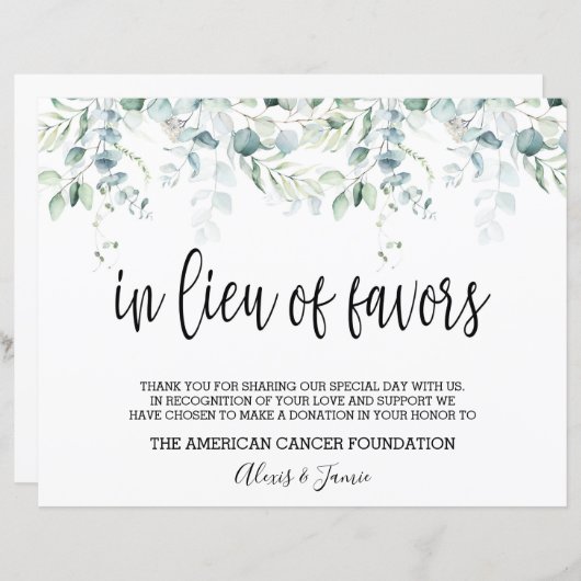 好意のサインの代わりに – ユーカリ結婚ス (正面/裏面)