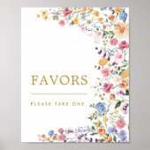 好意のサイン | 春カラフルワイルドフラワーメドウ ポスター (正面)