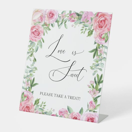 好意のサイン |赤面バラ |ブライダル処理 台座サイン (正面)