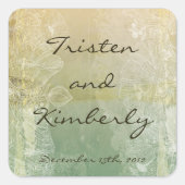 好意のステッカーのヴィンテージの花の旧式なビクトリア時代の人 スクエアシール (正面)