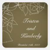 好意のステッカーの秋の花の秋の赤砂糖 スクエアシール (正面)