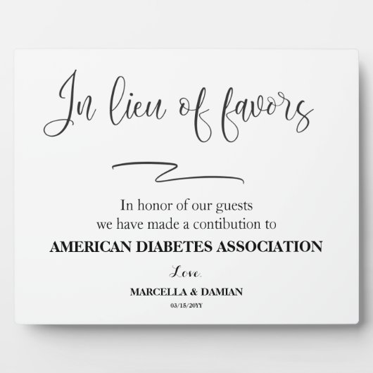 好意の代わりにイーゼルで卓上プラークに署名 フォトプラーク (正面)