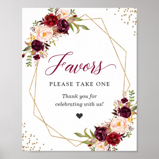 好意を一つブルゴーニュのフローラ幾何学を取る ポスター (正面)