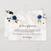 好意エレガントに代わるネイビーブルーの金ゴールドフローラ ノートカード (正面/裏面)