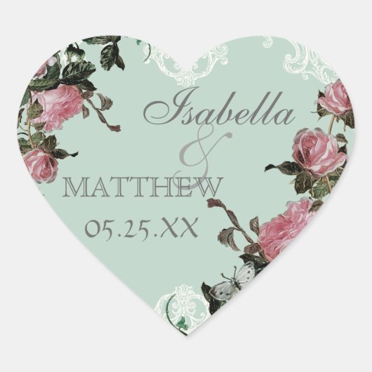 好意ギフトステッカーまたはシール、トレリスバラヴィンテージ ハートシール (正面)