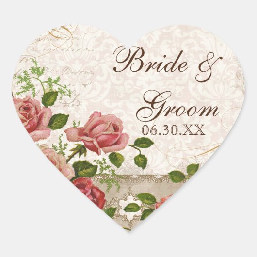 好意ギフトステッカーまたはシール、トレリスバラヴィンテージ ハートシール (正面)