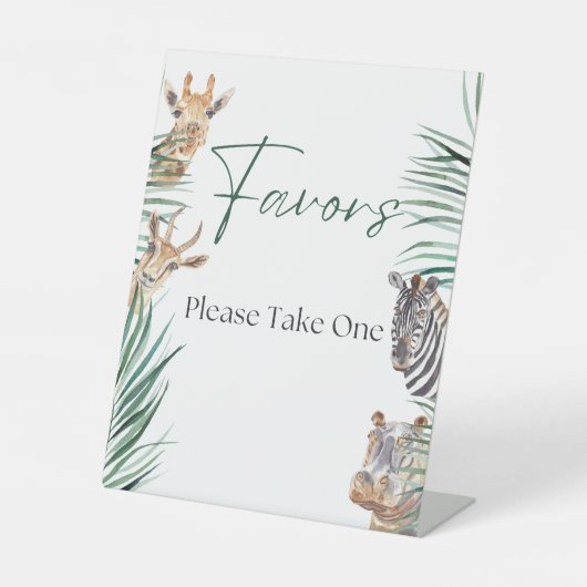 好意サインああ男の子サファリジャングル赤ちゃんシャワー 台座サイン (正面)