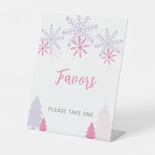 好意サイン小さなスノーフレーク赤ちゃんシャワー冬 台座サイン (正面)