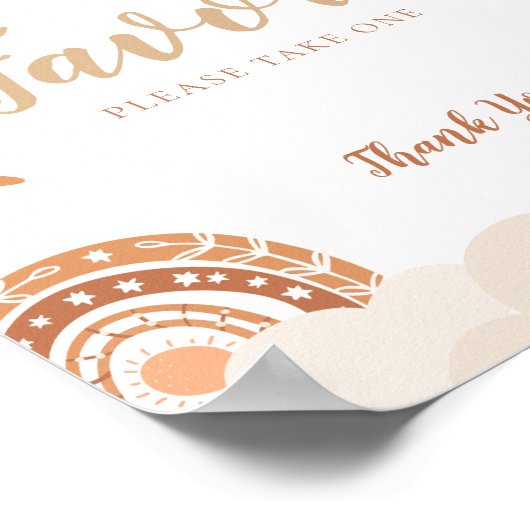 好意サインBoho Rainbows赤ちゃんシャワー記号 ポスター (角)