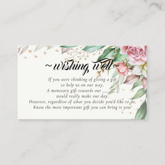 好望するバラ色の赤面フローラ結婚 エンクロージャーカード (正面)