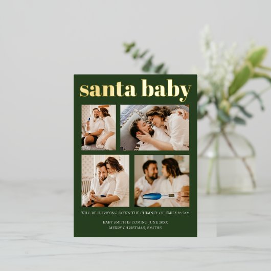 妊娠いけな発表クリスマス 箔シーズンポストカード (立ち正面)