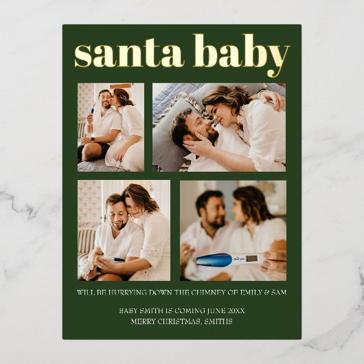 妊娠いけな発表クリスマス 箔シーズンポストカード (正面)