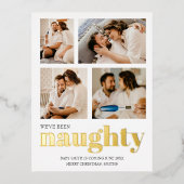 妊娠いけな発表クリスマス 箔招待状ポストカード (正面)