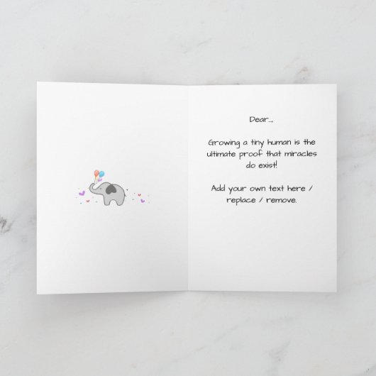 妊娠おめでとうございますカスタムw.メッセージ カード (内部)