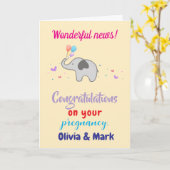 妊娠おめでとうございますカスタムw.メッセージ カード (黄色い花)