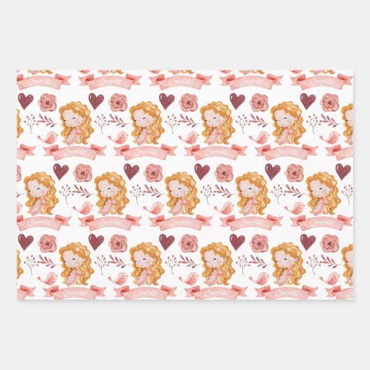 妊娠おめでとう包装紙シート ラッピングペーパーシート (正面3)