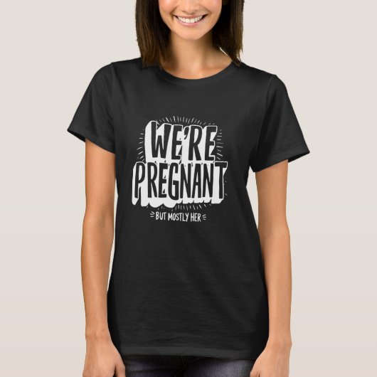 妊娠おもしろいの告知が妊娠しているがM Tシャツ (正面)