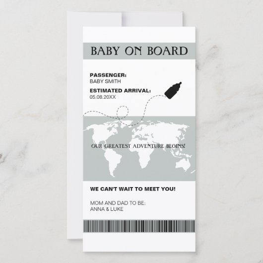 妊娠おもしろい告発搭乗券スタイル 案内状 (正面)