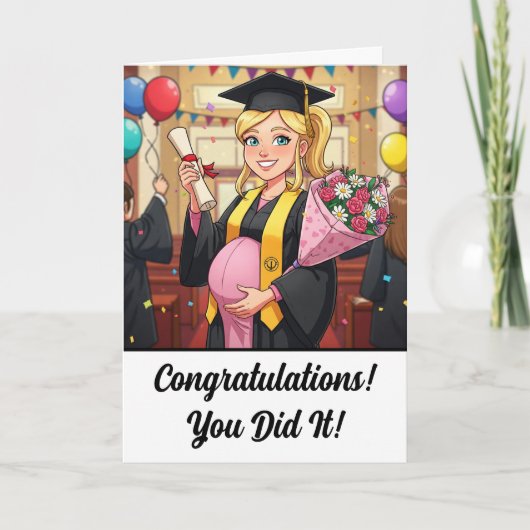 妊娠おもしろい大学卒業カード カード (正面)