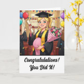 妊娠おもしろい大学卒業カード カード (黄色い花)