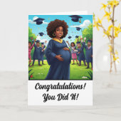 妊娠おもしろい大学卒業カード カード (黄色い花)