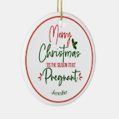 妊娠おもしろい発表クリスマス セラミックオーナメント (右)