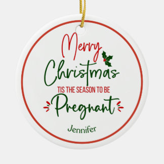 妊娠おもしろい発表クリスマス セラミックオーナメント